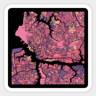 Norfolk Map Pattern in Purple & Pink Sticker